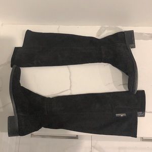 Black suede knee high boots